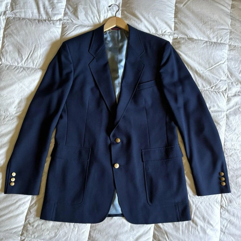 Vtg Hart Schaffner Marx Jack Nicklaus Golden Bear Blazer Men 44XL Navy Gold Golf